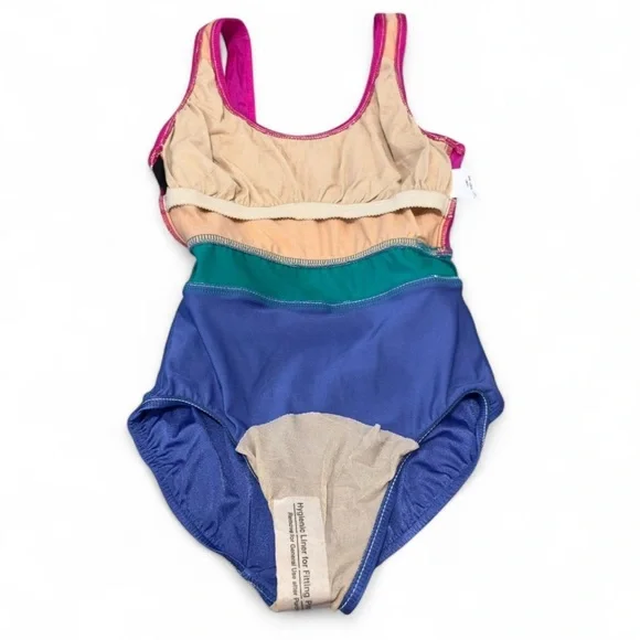 Lands End Vintage 90s Colorblock Swimsuit Small Size 6 - Picture 6 of 12